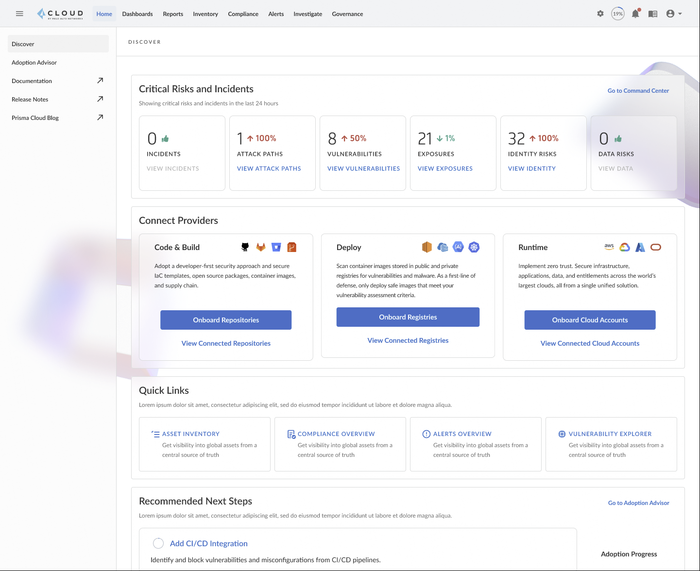 Prisma Cloud unified onboarding interface