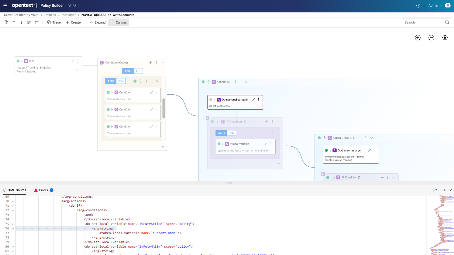 ILM Policy Builder Canvas View